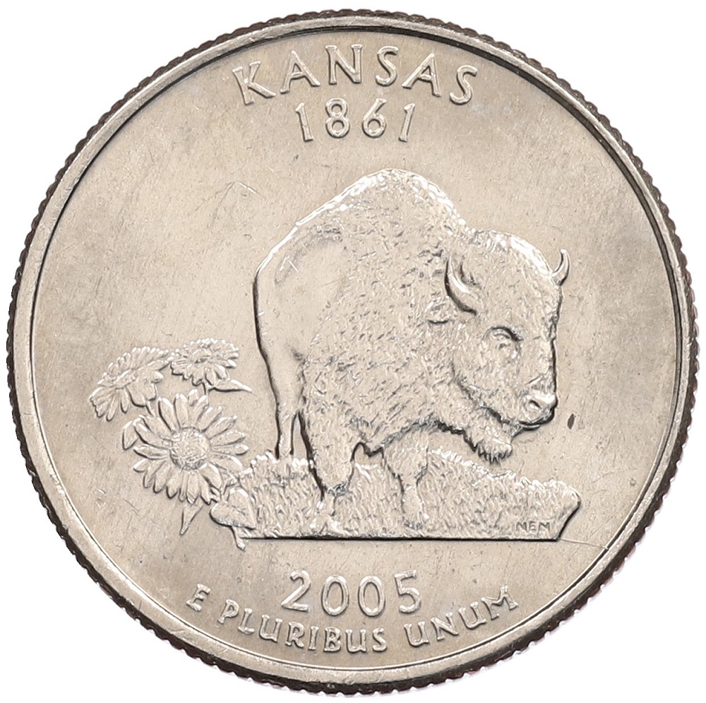 1/4 доллара (25 центов) 2005 года P США «Штаты и территории — Канзас» — Фото №1
