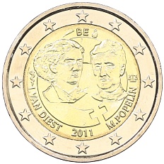 2 евро 2011 года Бельгия «100 лет Международному женскому дню» — Фото №1