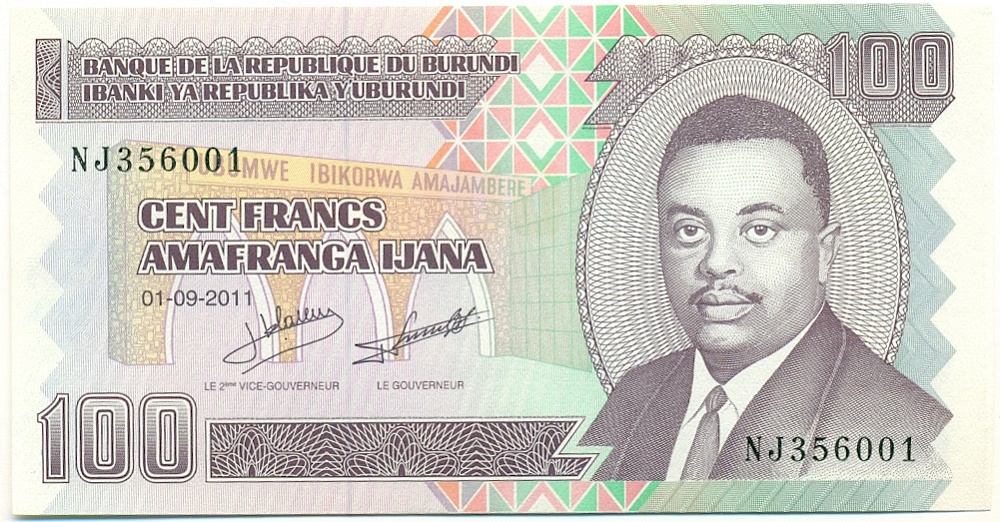 100 франков 2011 года Бурунди — Фото №1