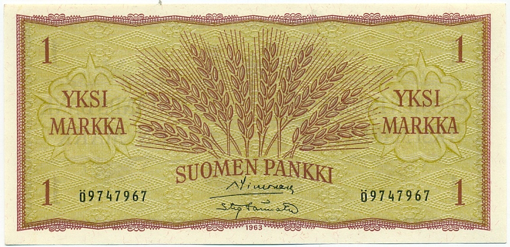 1 марка 1963 года Финляндия — Фото №1