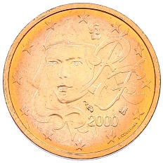 2 евроцента 2000 года Франция — Фото №1