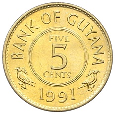 5 центов 1991 года Гайана — Фото №1