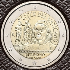 2 евро 2023 года Ватикан «500 лет со дня смерти Пьетро Перуджино» — Фото №1