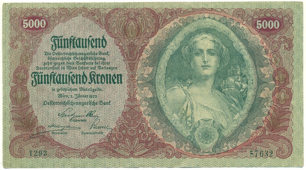 5000 крон 1922 года Австрия — Фото №1