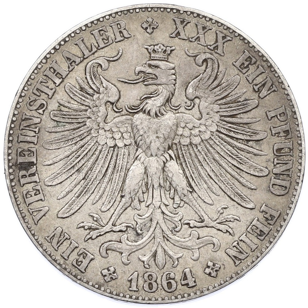 1 союзный талер 1864 года Франкфурт — Фото №2