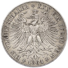 1 союзный талер 1864 года Франкфурт — Фото №2