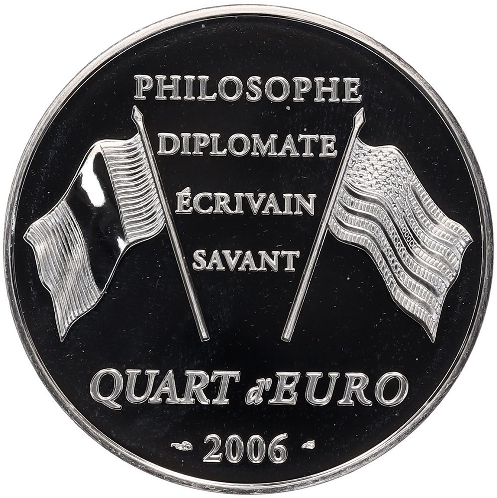1/4 евро 2006 года Франция «300 лет со дня рождения Бенджамина Франклина» — Фото №1