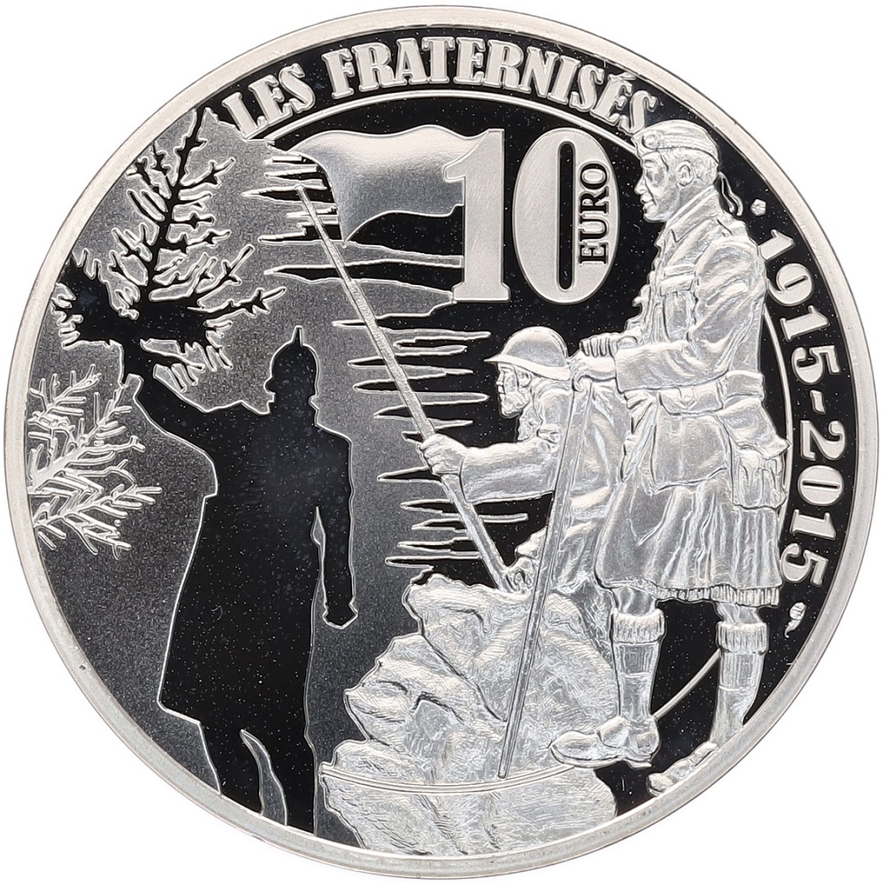 10 евро 2015 года Франция «Великая Война — Рождественское перемирие 1915» — Фото №2