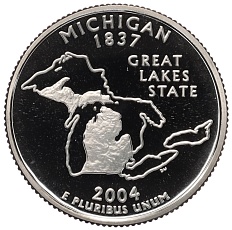 1/4 доллара (25 центов) 2004 года S США «Штаты и территории — Мичиган» — Фото №1