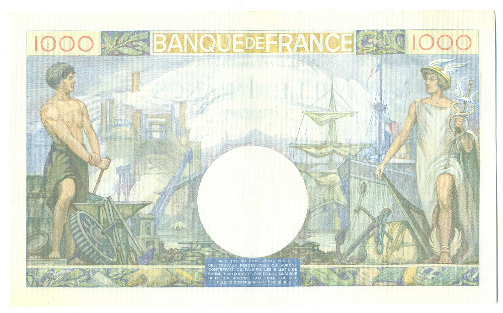 1000 франков 1940 года Франция — Фото №2