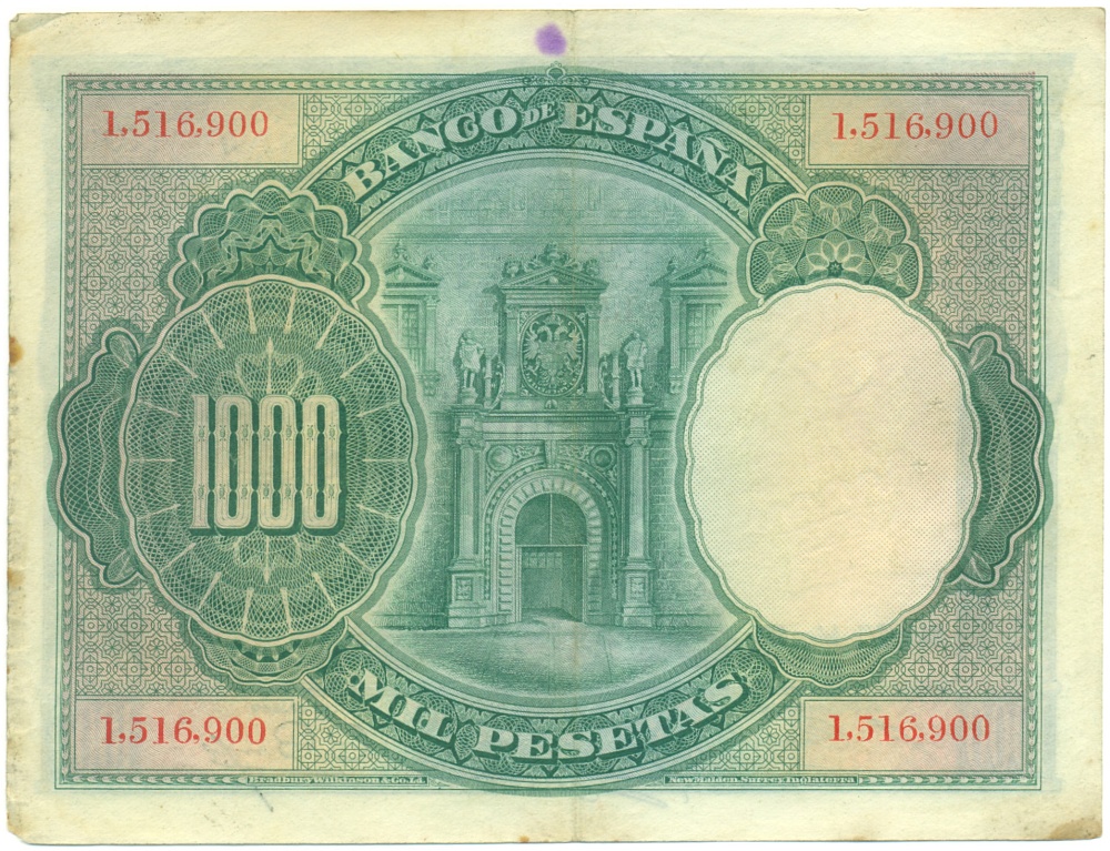 1000 песет 1925 года Испания — Фото №2
