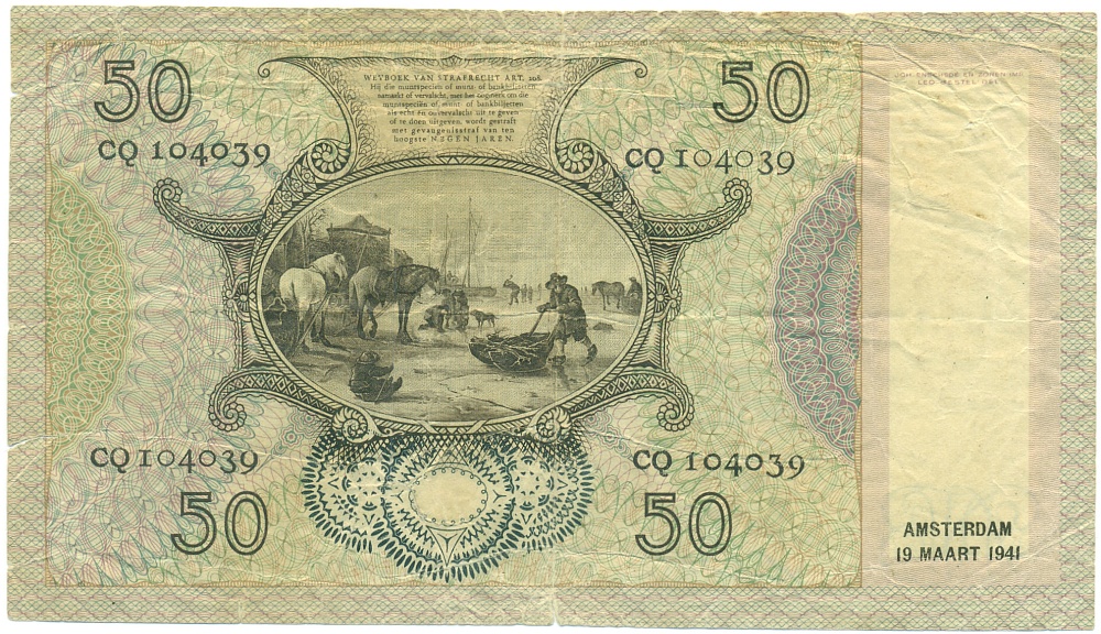 50 гульденов 1941 года Нидерланды — Фото №2