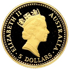 5 долларов 1990 года Австралия «Австралийский самородок — Серый кенгуру» — Фото №2