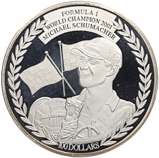 100 долларов 2001 года Либерия «Михаэль Шумахер — Чемпион мира Формулы-1» — Фото №1