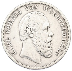 5 марок 1876 года Германия (Вюртемберг) — Фото №1