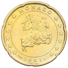 20 евроцентов 2001 года Монако — Фото №1