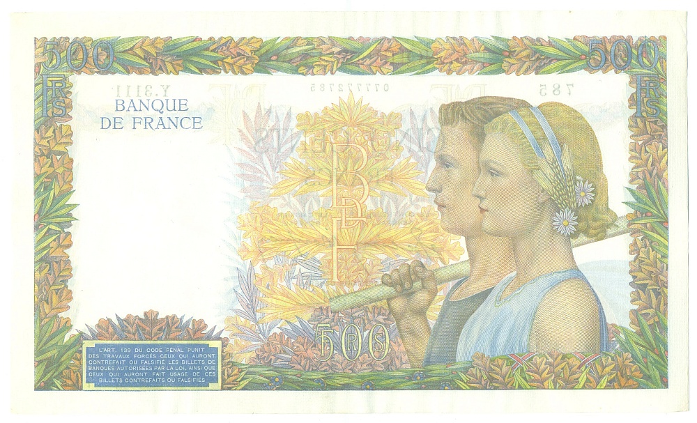 500 франков 1941 года Франция — Фото №2