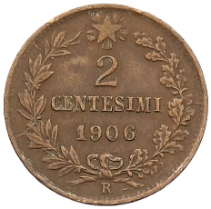 2 чентезимо 1906 года Италия — Фото №1