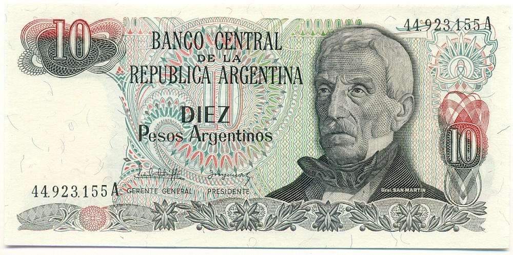 10 песо 1983 года Аргентина — Фото №1