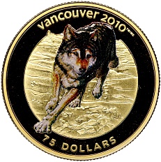 75 долларов 2009 года Канада «XXI зимние Олимпийские Игры 2010 в Ванкувере — Волк» — Фото №1