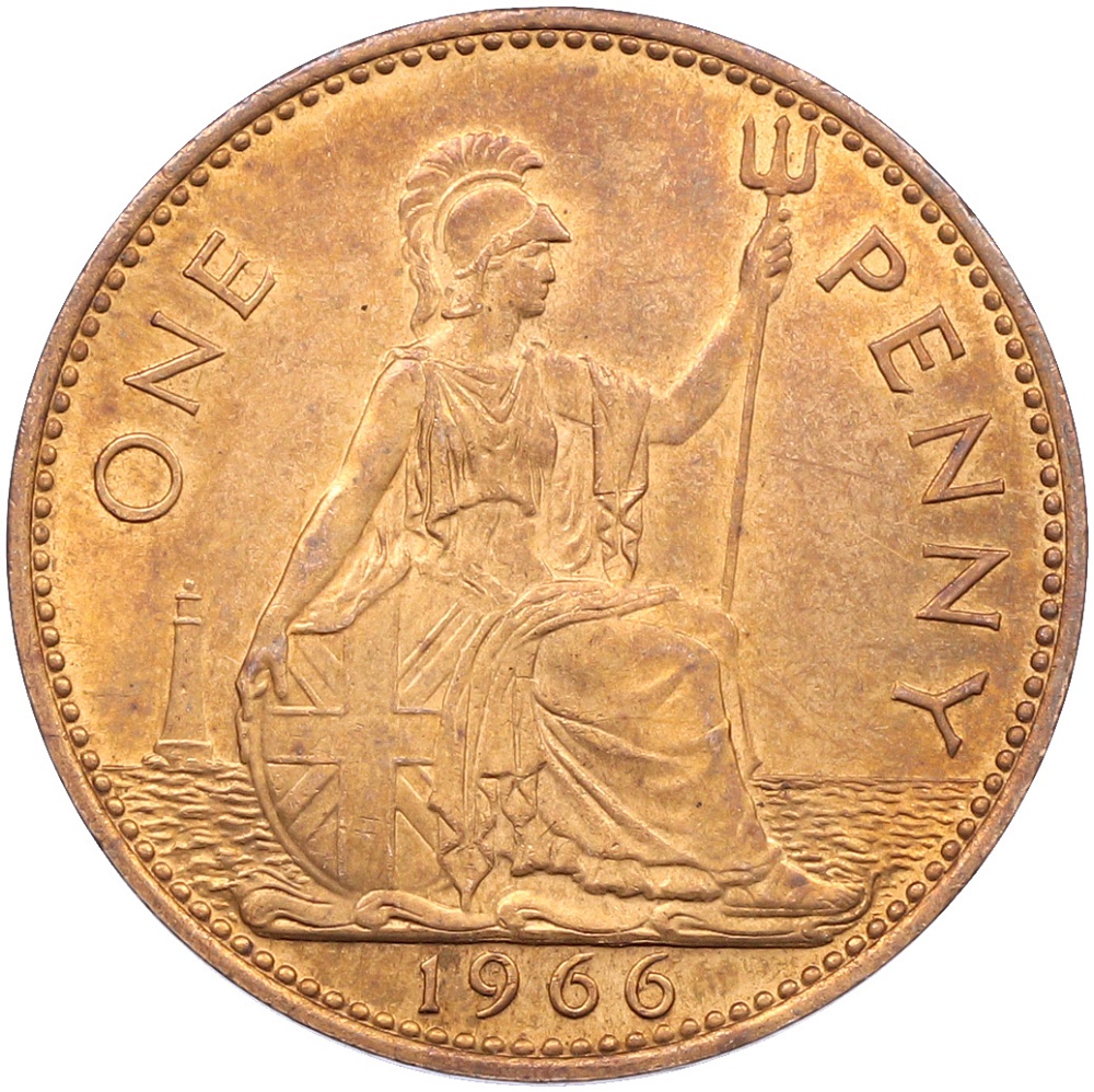 1 пенни 1966 года Великобритания — Фото №1