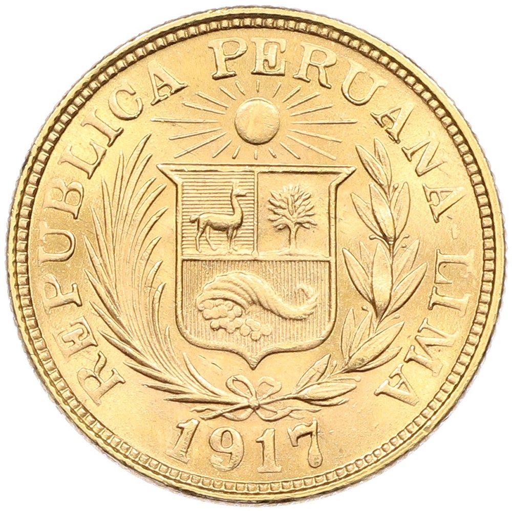 1 либра 1917 года Перу — Фото №2