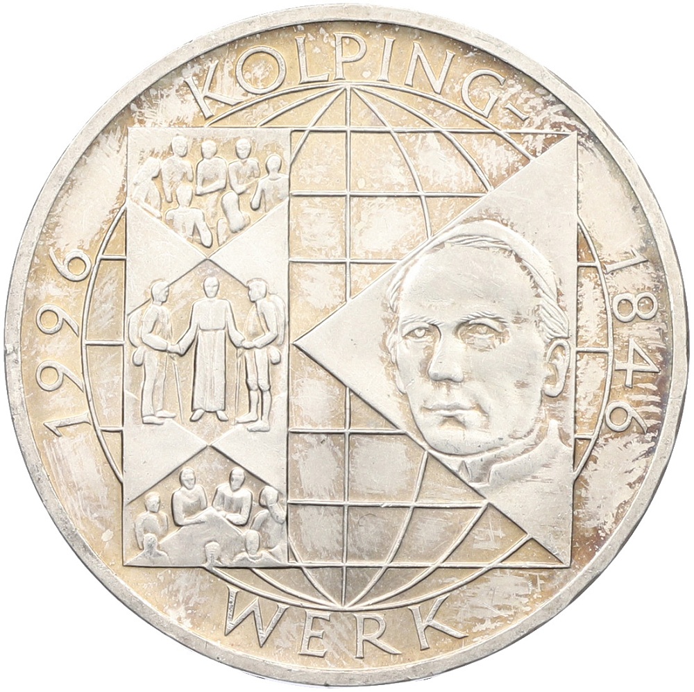 10 марок 1996 года A Германия «150 лет первой католической ассоциации ремесленников Колпинга» — Фото №1