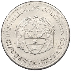 50 сентаво 1959 года Колумбия — Фото №2