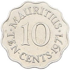 10 центов 1971 года Британский Маврикий — Фото №1
