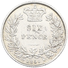 6 пенсов 1851 года Великобритания — Фото №1