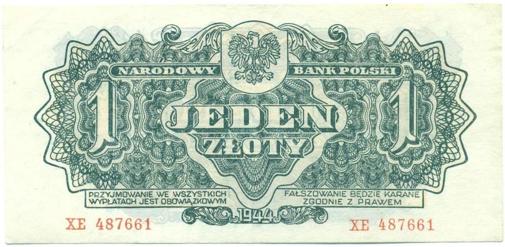 1 злотый 1944 года Польша — Фото №1