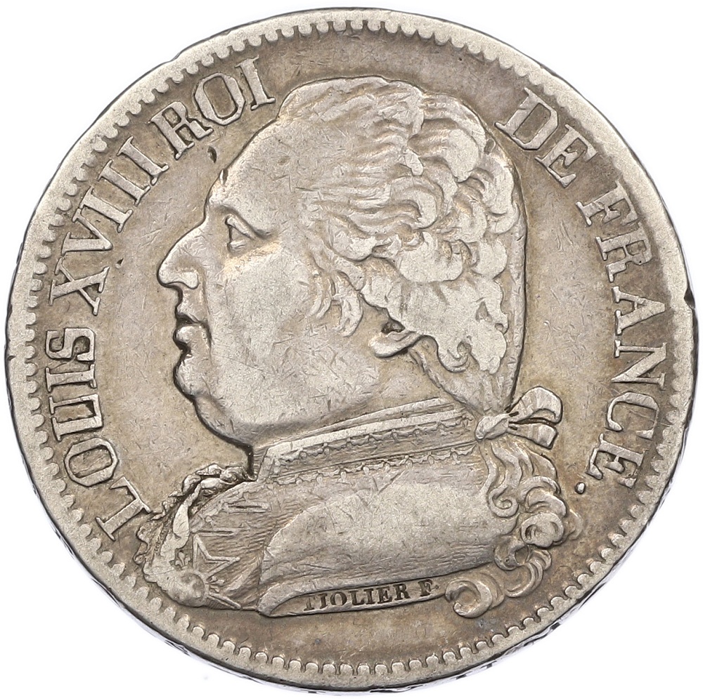 5 франков 1814 года B Франция (Людовик XVIII) — Фото №2