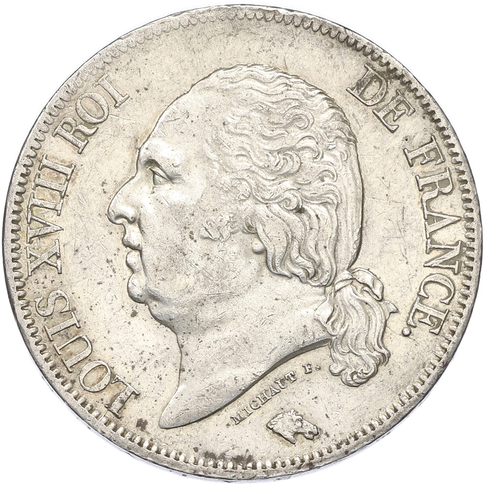 5 франков 1821 года A Франция (Людовик XVIII) — Фото №2