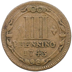 3 пфеннига 1743 года Мюнстер — Фото №2