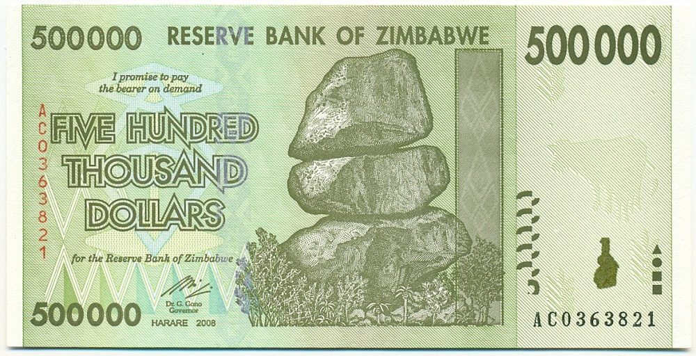 500000 долларов 2008 года Зимбабве — Фото №1