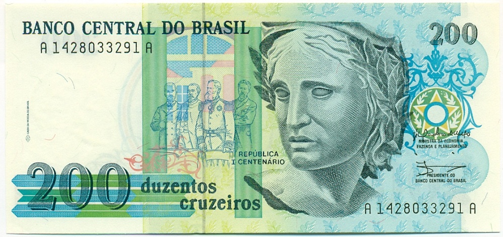 200 крузейро 1990 года Бразилия — Фото №1