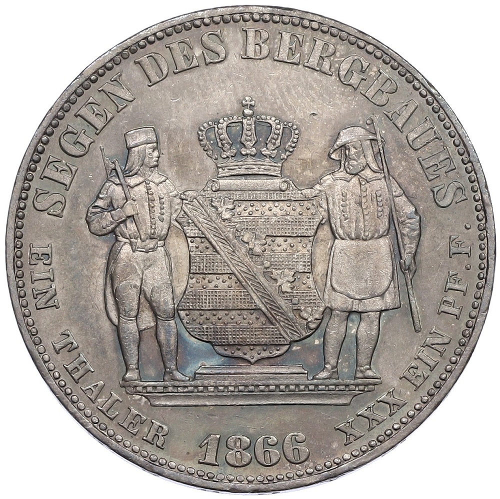 1 талер 1866 года Саксония — Фото №2