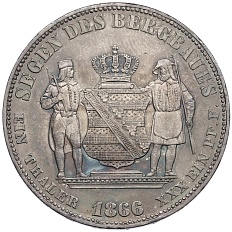 1 талер 1866 года Саксония — Фото №2