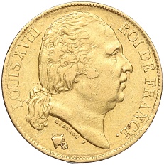 20 франков 1824 года А Франция — Фото №1