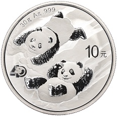 10 юаней 2022 года Китай «Панда — 40 лет чеканке монет с пандой» — Фото №1