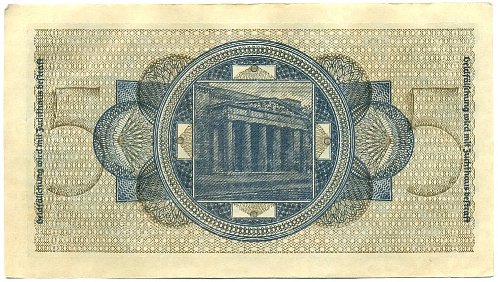 5 рейхсмарок 1940 года Германия (Для окупированных территорий) — Фото №2