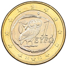 1 евро 2002 года Греция — Фото №1