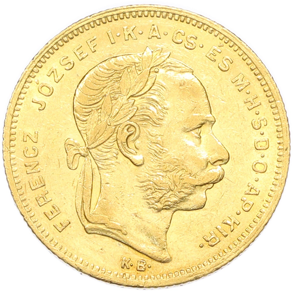 20 франков / 8 форинтов 1877 года Венгрия — Фото №2