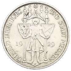 3 рейхсмарки 1929 года E Германия «1000 лет городу Мейсен» — Фото №1