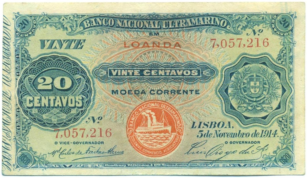 20 сентаво 1914 года Ангола — Фото №1