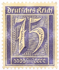 Почтовая марка 75 пфеннигов 1921 года Германия — Фото №1