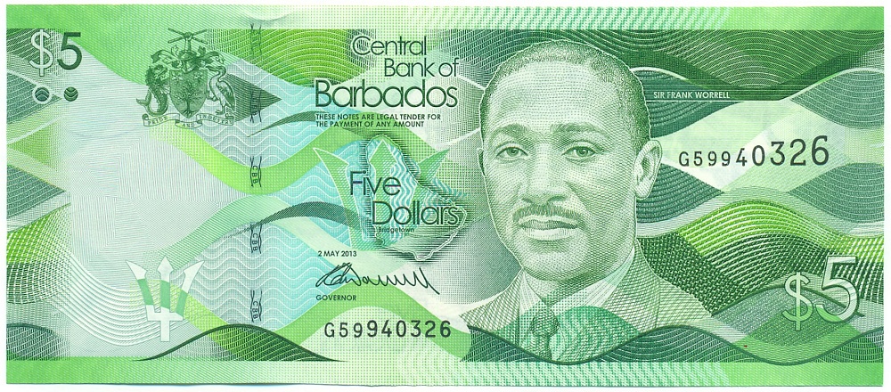 5 долларов 2013 года Барбадос — Фото №1
