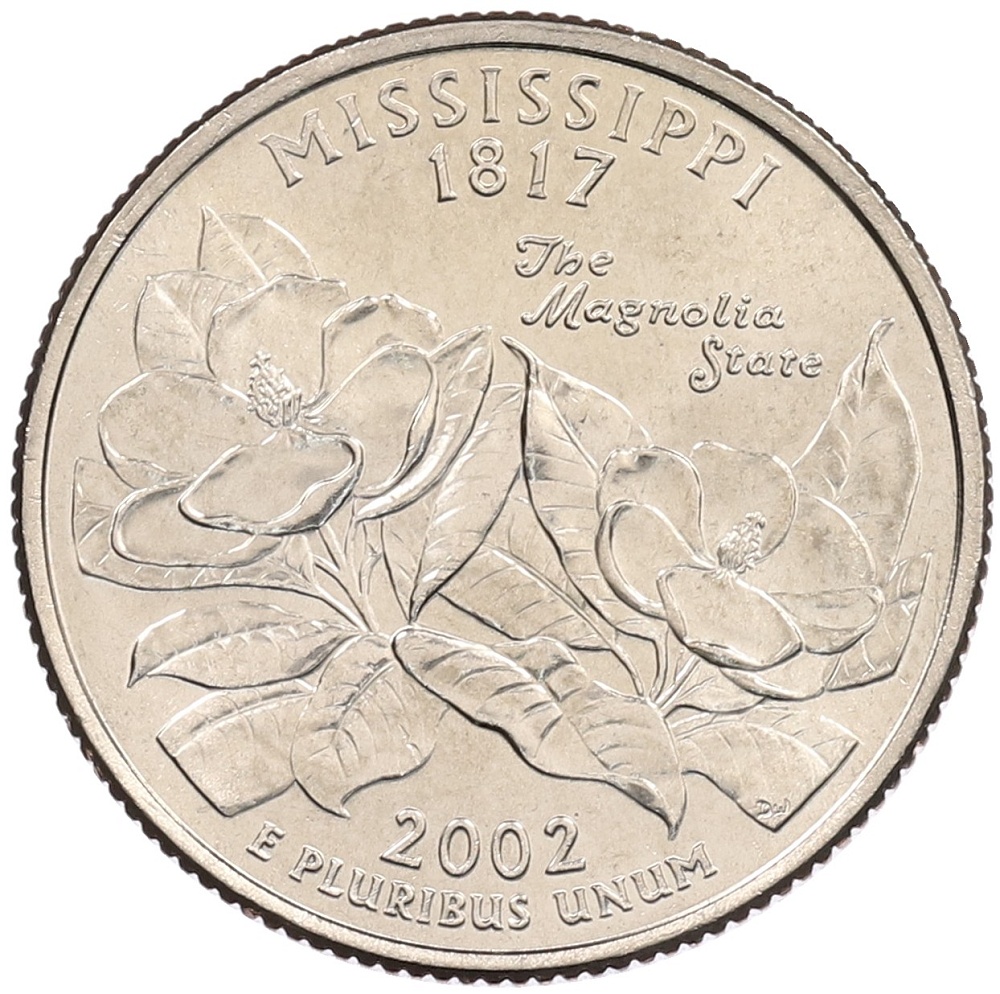 1/4 доллара (25 центов) 2002 года D США «Штаты и территории — Миссисипи» — Фото №1