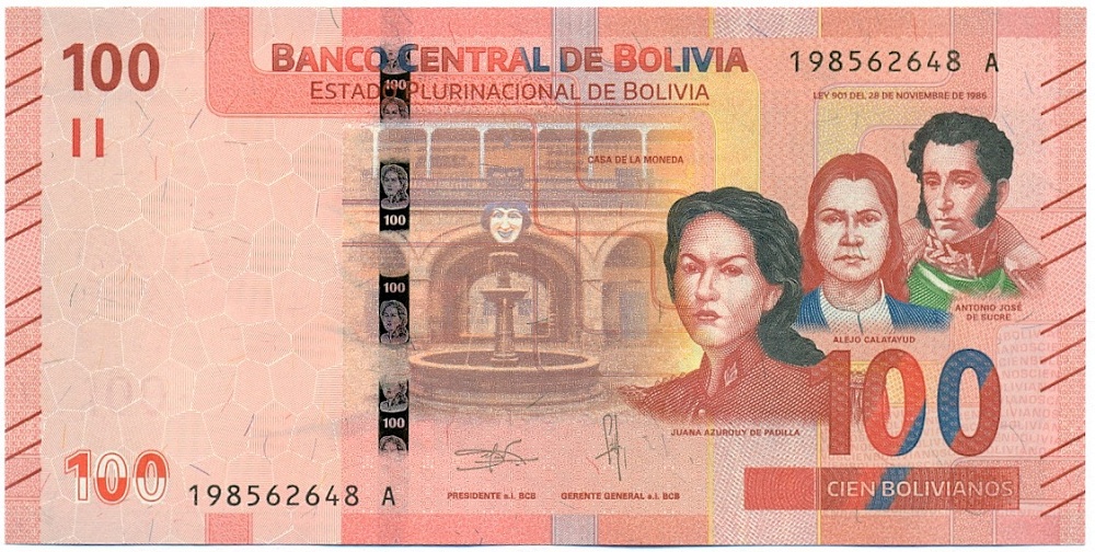 100 боливиано 1986 года Боливия — Фото №1