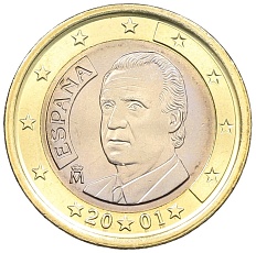 1 евро 2001 года Испания — Фото №1